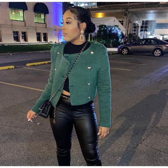 RARE! ZARA Green Cropped Jacket NWT – Blogger Favorite ✨ Size L - Picture 14 of 16